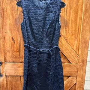 Brooks Brothers Navy Tweed Textured Midi Dress